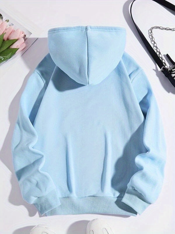 Cozy Cat Print Hoodie with Kangaroo Pocket - Perfect for Chilly Days, Comfortable & Easy Care Casual Wear for Women