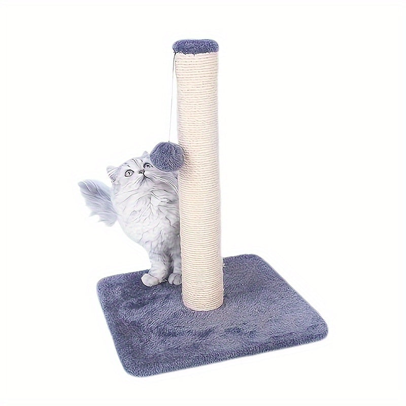 1pc Vertical Sisal Cat Scratching Post, Interactive Scratching Ball Toy, Durable Cat Climbing Frame, Pet Activity Play Station For Cats