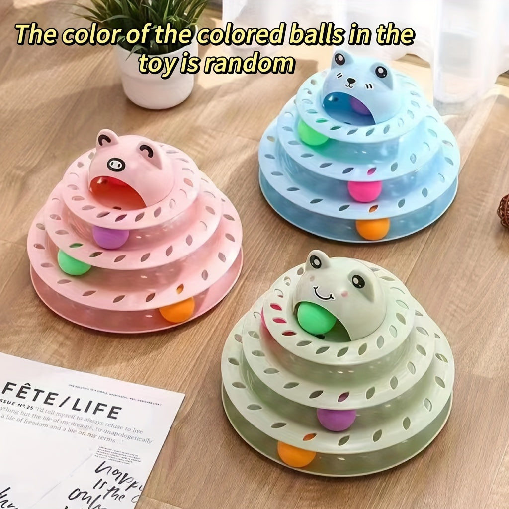 Three-Layer Interactive Cat Tower - Multi-Track Play & IQ Enhancing Teaser Toy for Indoor Fun and Exercise