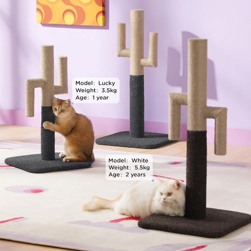 Lesure Medium-Sized Cactus Cat Scratching Post with Durable Carpet Base - Sturdy Kitten Play Tower, 65cm