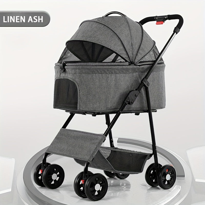 Lightweight And Foldable Pet Stroller For Small And Medium-sized Dogs And Cats, Portable And Detachable For Walking Small Dogs