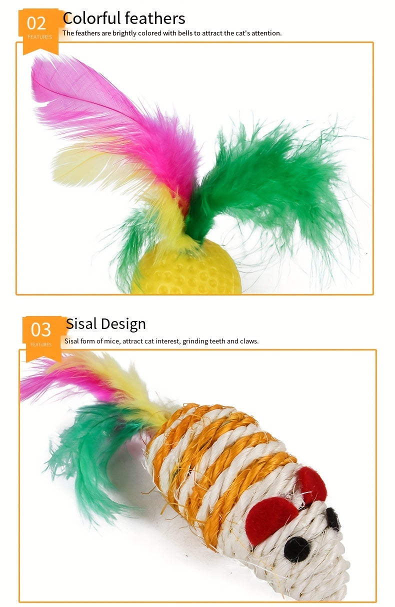 Cat Toys Kitten Toy Tunnel, 21 PCS Indoor Interactive Toy, Collapsible Cats Tunnels, Interactive Feather Toy Fluffy Mouse Crinkle Balls Toys