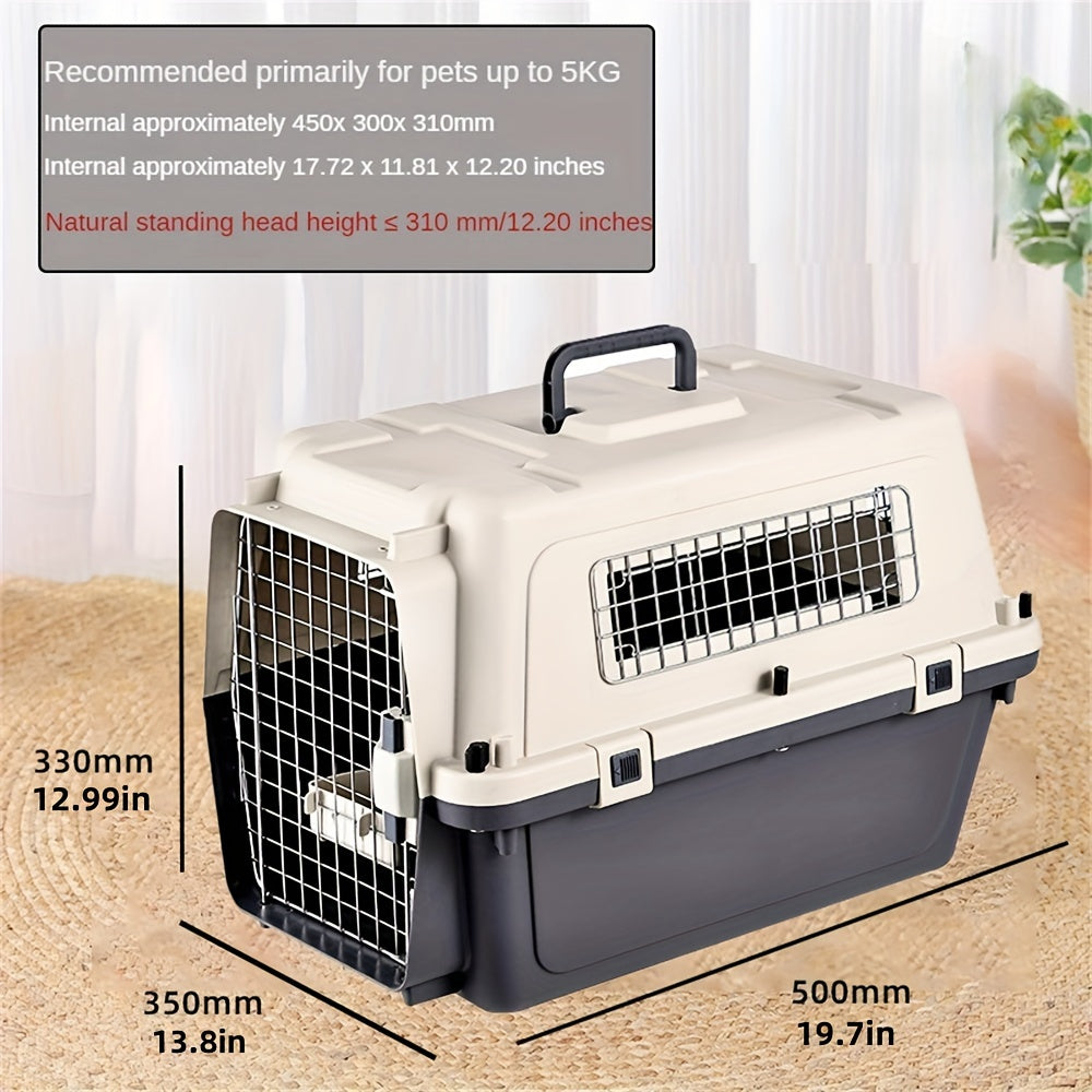 1pc Premium Pet Airline Crate with Full Iron Mesh - Durable, Portable, and Comfortable for International Travel, Includes Separate Cages for Cats & Dogs, Ideal for Professional Pet Transportation