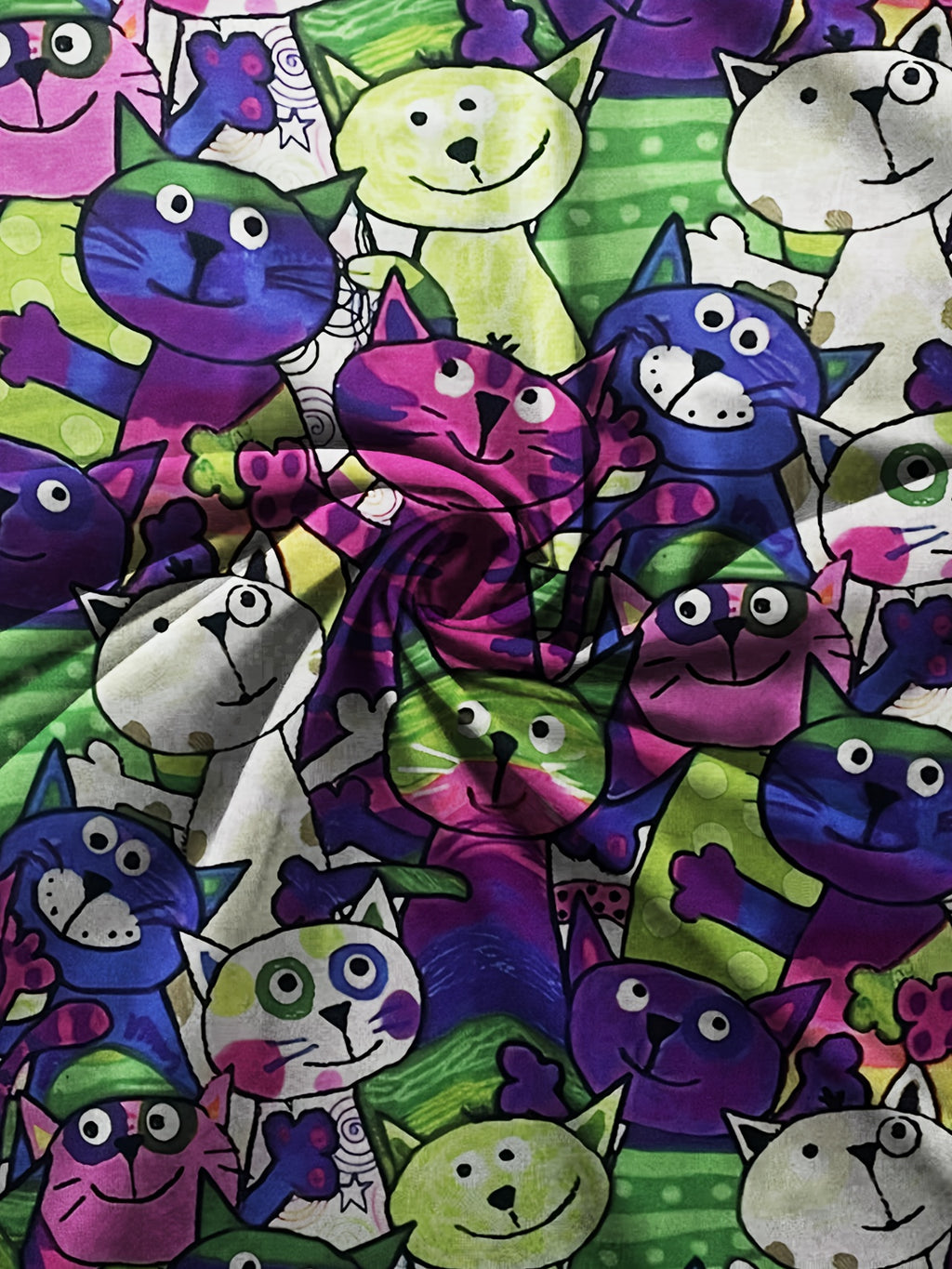 Cartoon Cat Print T-shirt, Short Sleeve Casual Tee For Summer & Spring, Women's Clothing