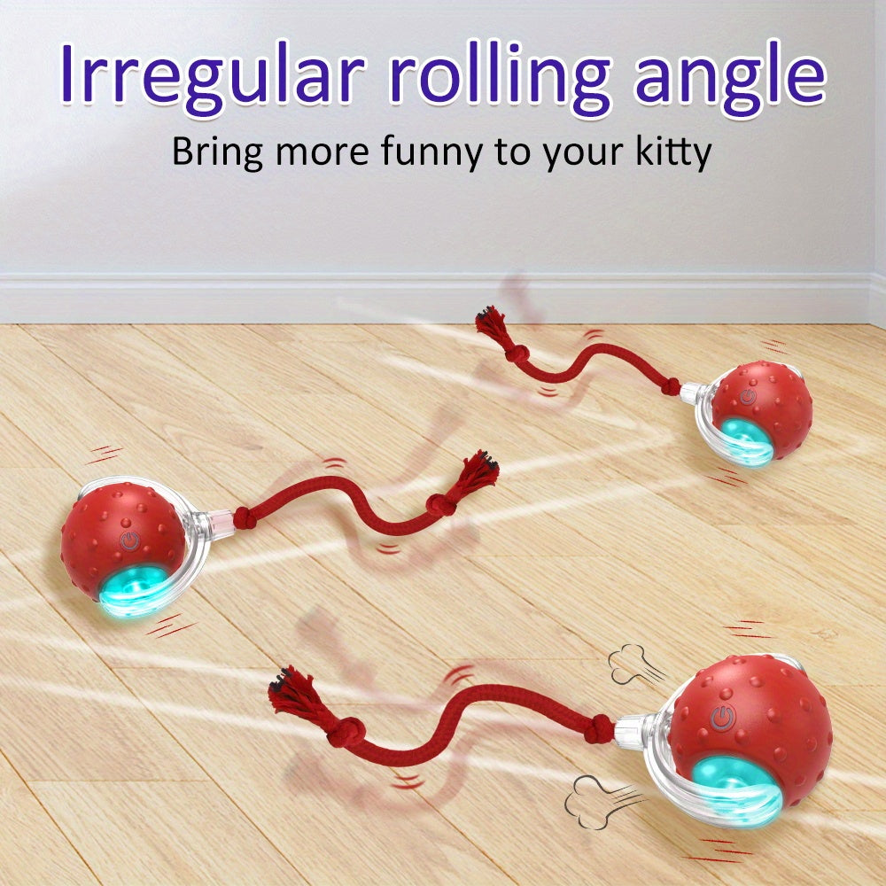 Whisker Whirlwind Interactive Cat Toy - Motion Sensor, Random Rolling, Bird Chirping, Long Tail Teaser - Engaging Kitten Toy for Endless Fun and Exercise