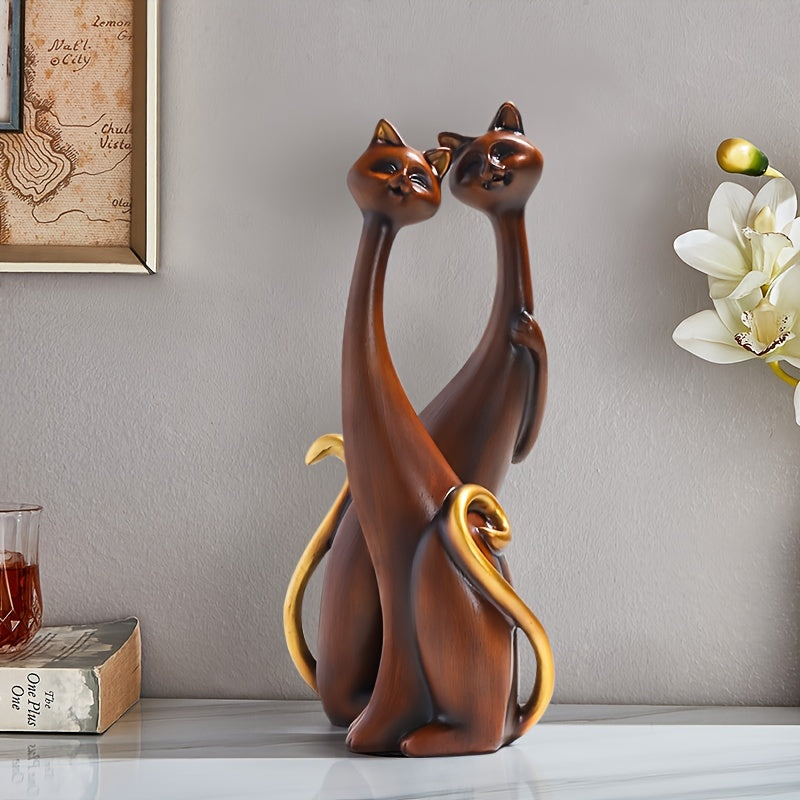 2pcs Adorable Cat Couple Ornaments for Valentine's Day and Home Decor - Perfect Holiday Gift for Living Room, Study, TV Cabinet, and Office Desktop