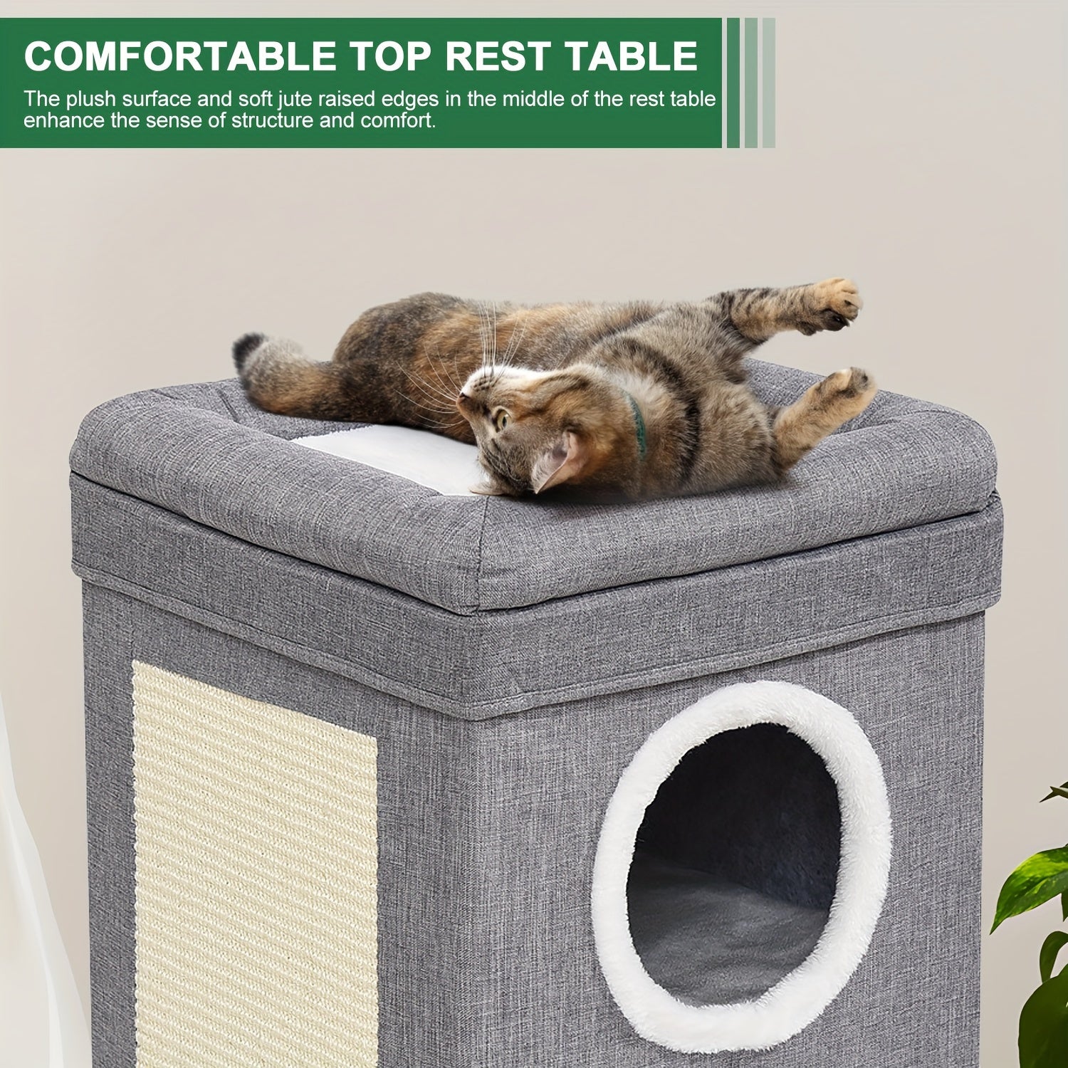 1pc FunTrip Cat House Cat Cave For Indoor Cats Three Layer Condo With Cushions Foldable Storage Cat Nest Cat Bed With Cat Scratching Board Cat Cube For Indoor Cats