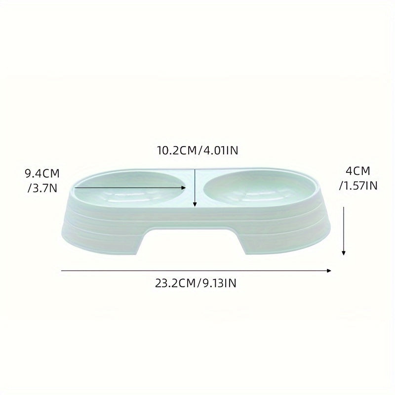 Cat Food and Water Bowl Set, Dual-Compartment Feeding Dish, Non-Slip Pet Feeding Station, Durable PP Material, Ideal for Cats