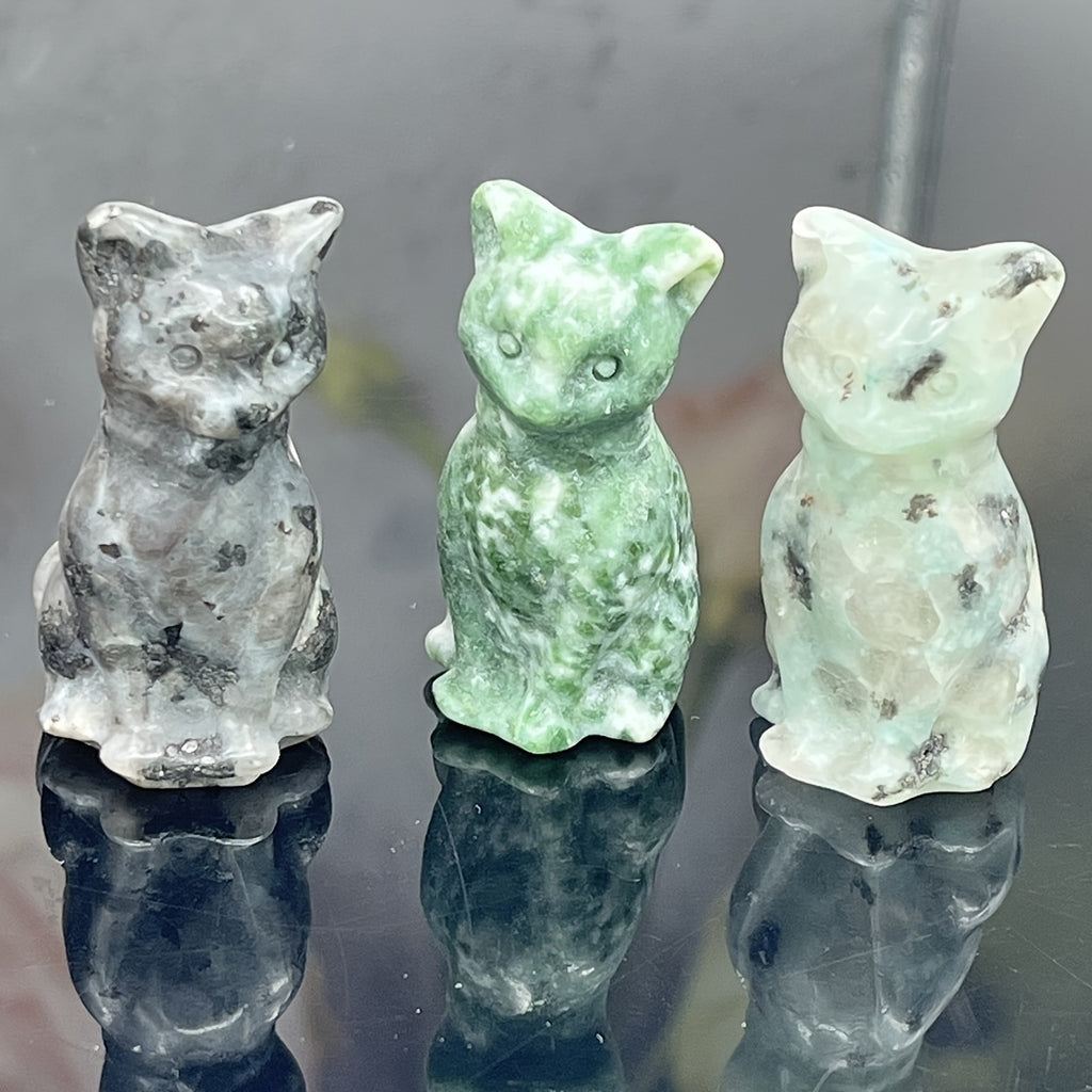 1Pc Exquisite Natural Crystal Whimsical Cat Figurine - Jewelry Accessories for Home Decoration - Unique Gift Idea with Cute Design and Sparkling Appearance