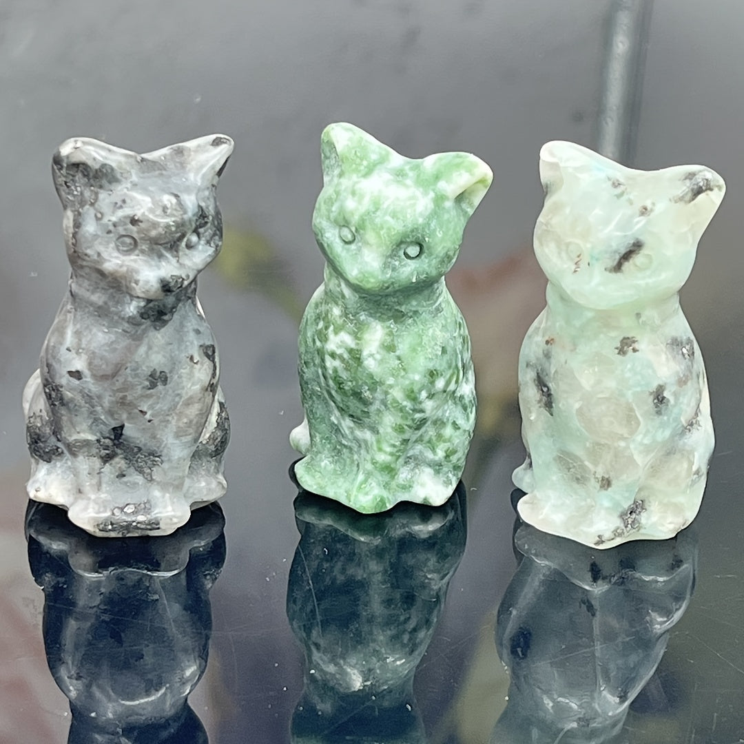 1Pc Exquisite Natural Crystal Whimsical Cat Figurine - Jewelry Accessories for Home Decoration - Unique Gift Idea with Cute Design and Sparkling Appearance