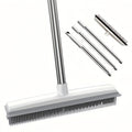 47 Adjustable Pet Hair Removal Broom - Gentle Silicone Bristle, Squeegee, Non-Scratch Carpet Sweeper Brush for Cat and Dog Hair on Hardwood, Tile, and Windows - Perfect for Pet Owners