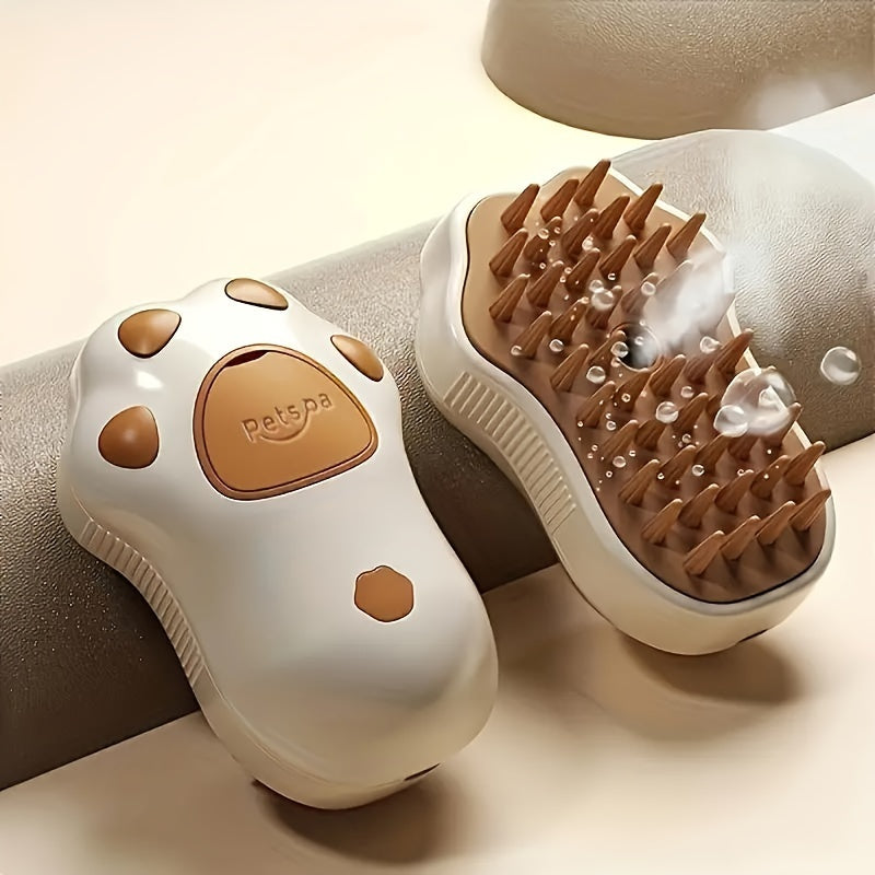 3-in-1 Electric Pet Grooming Brush - Self-Cleaning, Silicone fibers for Cats & Dogs | Comfort Massage & Hair Removal with Paw Design