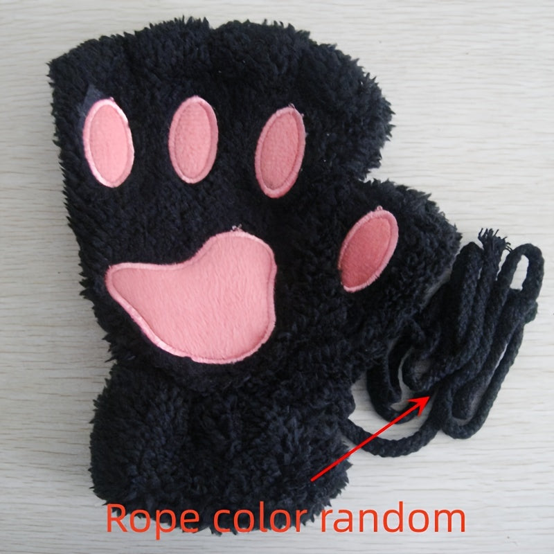 1 Pair of Adorable Kitten Claw Gloves - Soft, Thermal, Plush Knit Fabric - Perfect Cozy Christmas Gift for Friends and Family