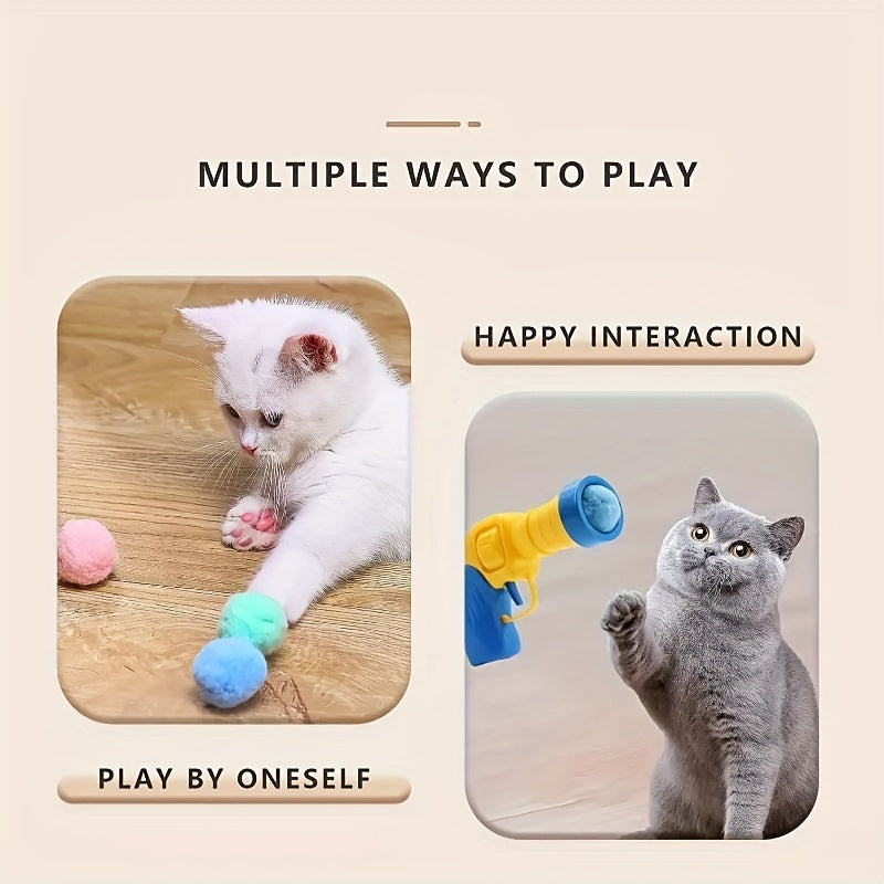Interactive Cat Launcher Toy with 20 Plush Balls - Quiet, Fun Playtime for All Breeds of Cats & Dogs