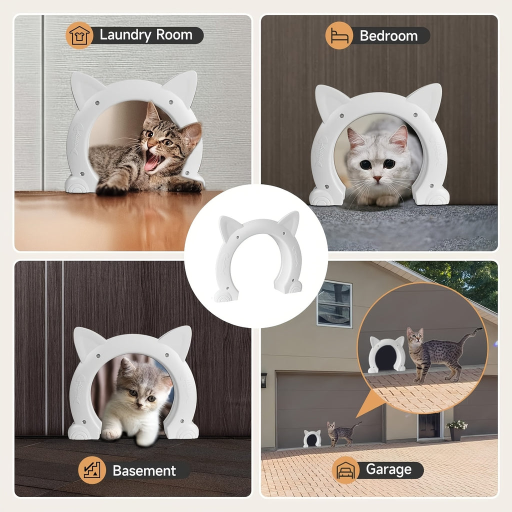 1pc Kitty Shaped Interior Cat Door - Pet Doors for Cats with Easy Installation and Space-Saving Design - Durable and Sturdy Cat Hole for Safe Passage