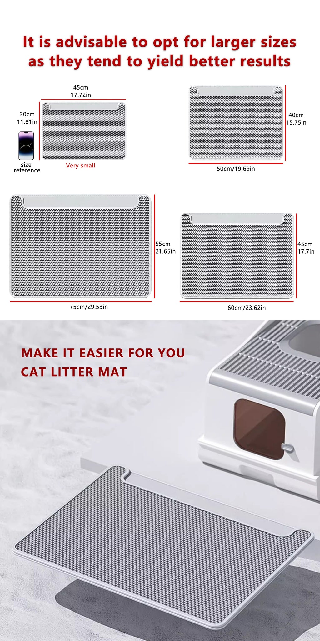 Double Layer Cat Litter Mat, Anti-splash Dust Control Easy To Clean Indoor Cat Cleaning Mat Trapping Box
