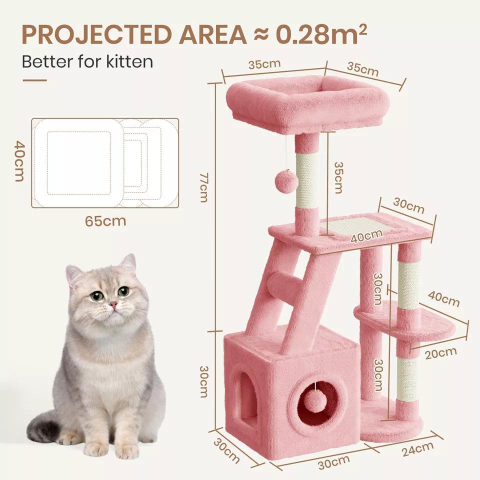 Dogat 107cm High - Quality Multilevel Cat Tree Tower with Scratching Posts - The Perfect Indoor Climbing House Condo for Your Feline Friend