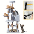 1pc Funtrip 6-Level Cat Tree Tower with Sisal Scratching Posts, Anti-Rewind Tape, and Hanging Toys - Large Wooden Fiber Cat Condo for Indoor Cats, Play & Relaxation Activity Center, Cat Tower for Large Cats