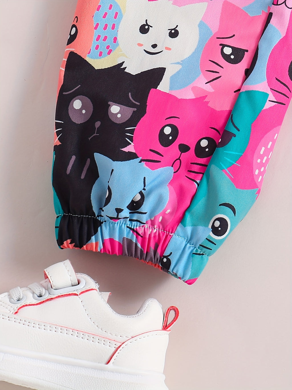 Toddler Girls Cute & Casual Jogger Pants Cat Print Cartoon Graphic For Spring And Summer And Autumn