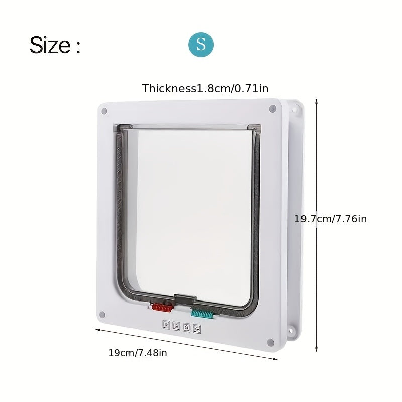 Cat And Dog Door Hole White 4-way Locking Cat Clamshell Door For Indoor And Outdoor Doors Weatherproof Pet Door For Cats And Dogs