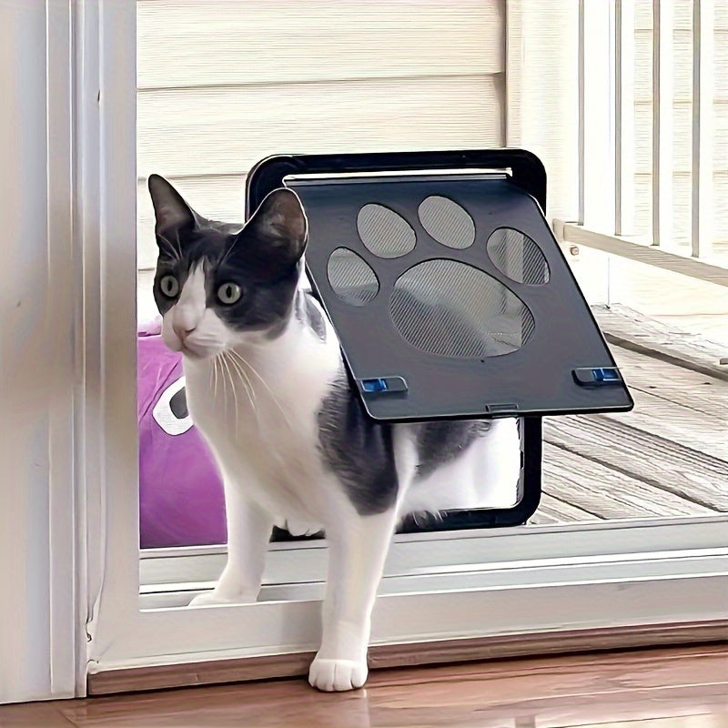 SureFlap Microchip Cat Door with EVA Material, 4-Way Locking Pet Door, Ideal for Small Dogs & Cats, Easy Installation, Sturdy Design with Paw Print Pattern