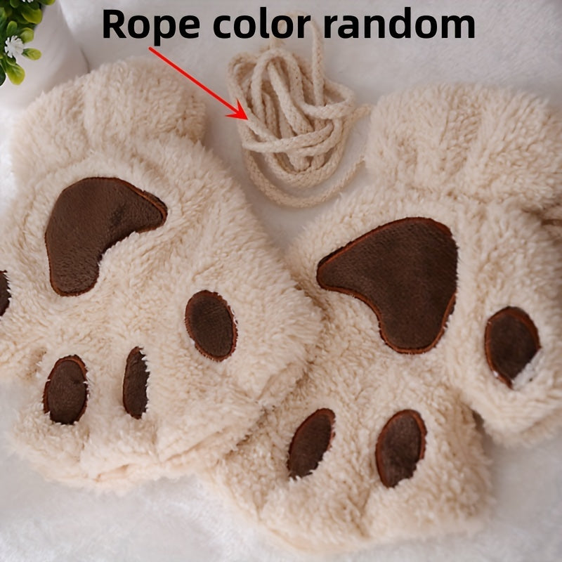 1 Pair of Adorable Kitten Claw Gloves - Soft, Thermal, Plush Knit Fabric - Perfect Cozy Christmas Gift for Friends and Family