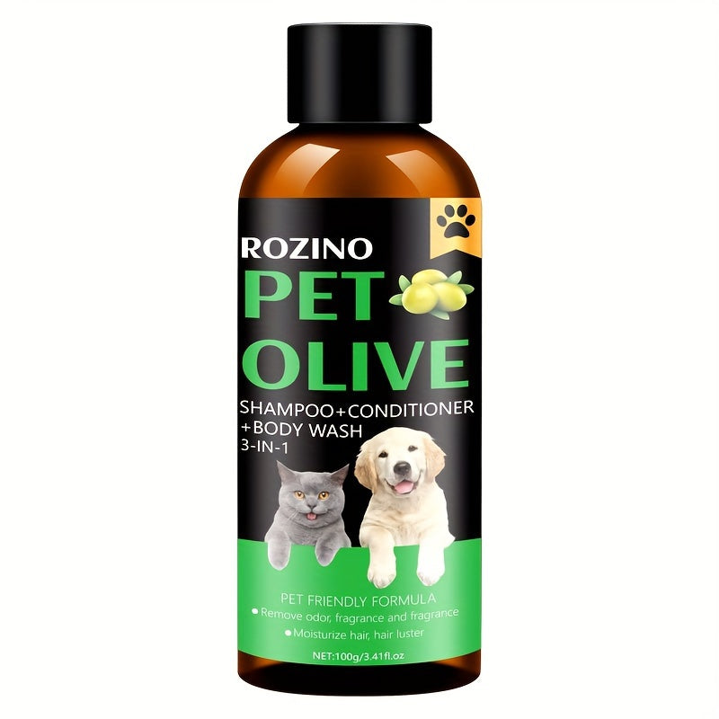 Natural Olive Essence Pet 3-in-1 Shampoo, Hair Care And Bath Gel, Mild And Clean, Soothe The Skin, Make The Fur Shiny, Safe And Healthy, Common For Cats And Dogs