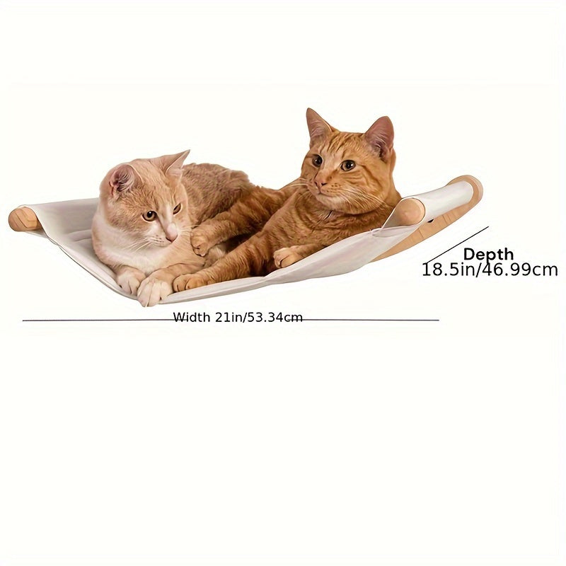 Wooden Cat Hammock Pet Cat Climbing Ladder, Wall Mounted Cat Window Perch, Detachable Cat Hammock Shelves For Seeping Resting