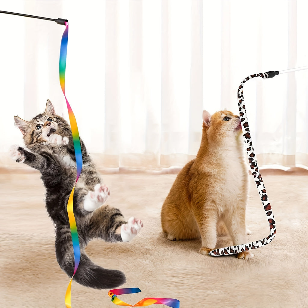 Interactive 34-Piece Cat Toy Set with Collapsible Tunnels & Teasers - Engaging Play, Animal Print Design