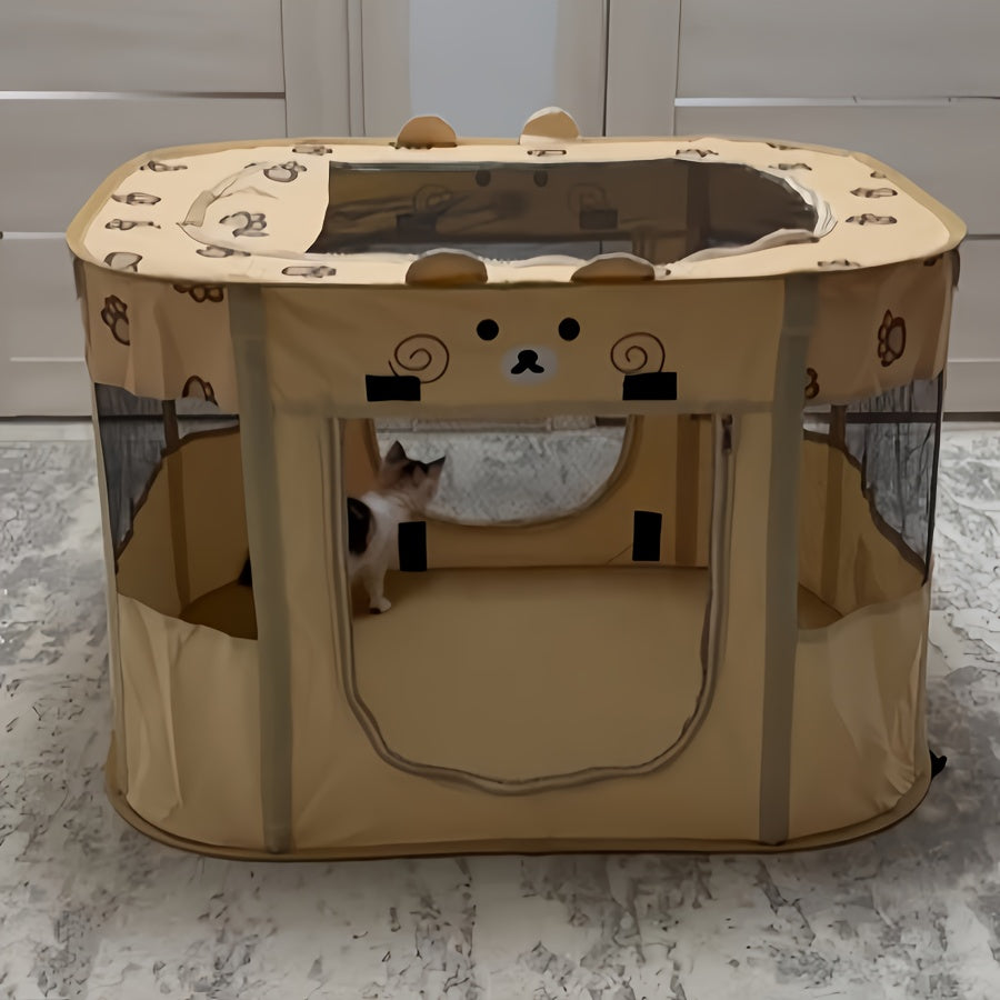 1pc Modern Polyester Portable Pet Tent - Foldable Cat Bed with Removable Zipper Top, Indoor & Outdoor Playpen for Dogs & Cats, Easy Assembly - For Cat & Dog Owners - Suitable for Indoor & Outdoor Play - Perfect Gift for Pet L