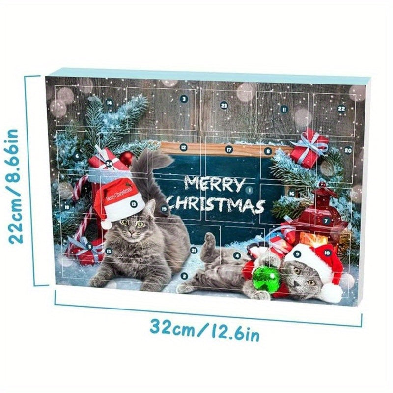 Cat Advent Calendar 2024, 24 Day Countdown to Christmas Cat Gifts with Assorted Cat Interactive Toys Countdown Calendar for Kitten Flurry Friends