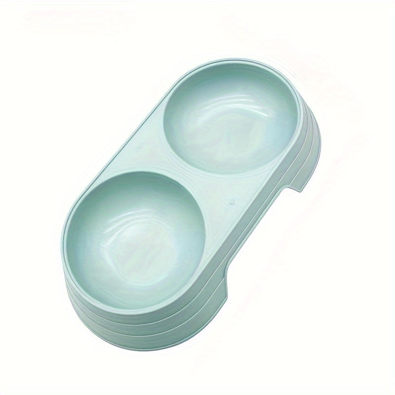 Cat Food and Water Bowl Set, Dual-Compartment Feeding Dish, Non-Slip Pet Feeding Station, Durable PP Material, Ideal for Cats