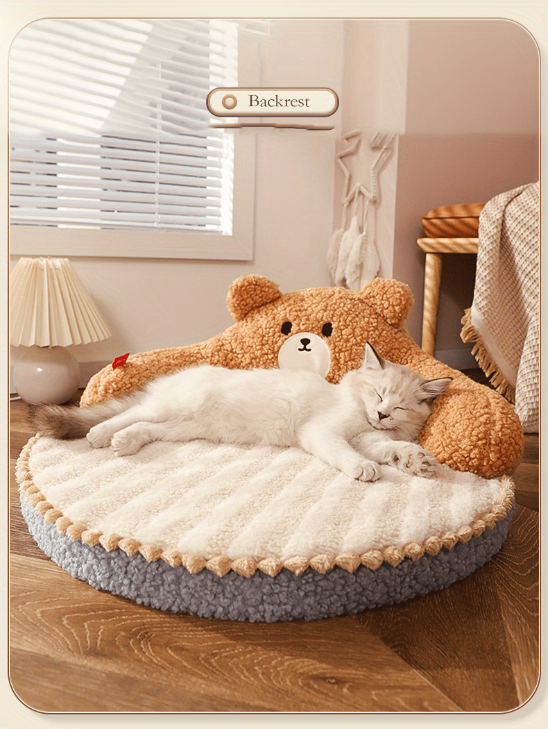 Soft And Durable Round Cat Bed - Removable Pet Mat And Mattress For Small Dogs And Cats - Plush Fabric - Indoor & Outdoor Use - For Pet Owners - Perfect Gift for Pet Lovers