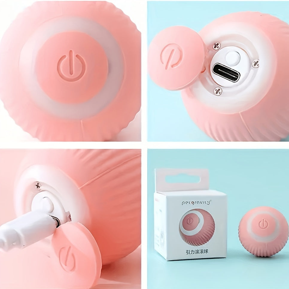 1PC/2PCS Smart Interactive Pet Toy Combo with Automatic Rolling and Bouncing Ball - Stripe Pattern Silicone Cat Toys, USB Rechargeable, Obstacle Avoidance, Quiet Operation, Suitable for Small Dogs and Cats Under 9.07KG