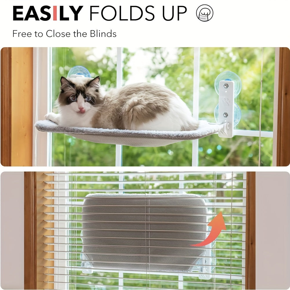 Cat Window Perch Foldable Cat Hammock For Window With Steel Frame, Window Seat For Indoor Cats