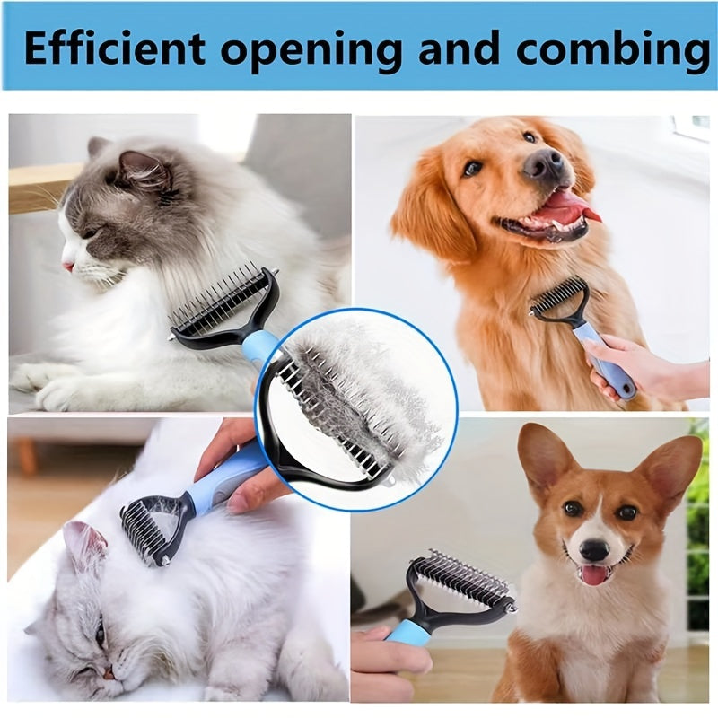 Premium Pet Hair Knot Cutter Comb - Dual-Action Grooming Tool for Effortless Mat Removal - Safe & Effective on Dogs and Cats - Ideal for All Fur Types