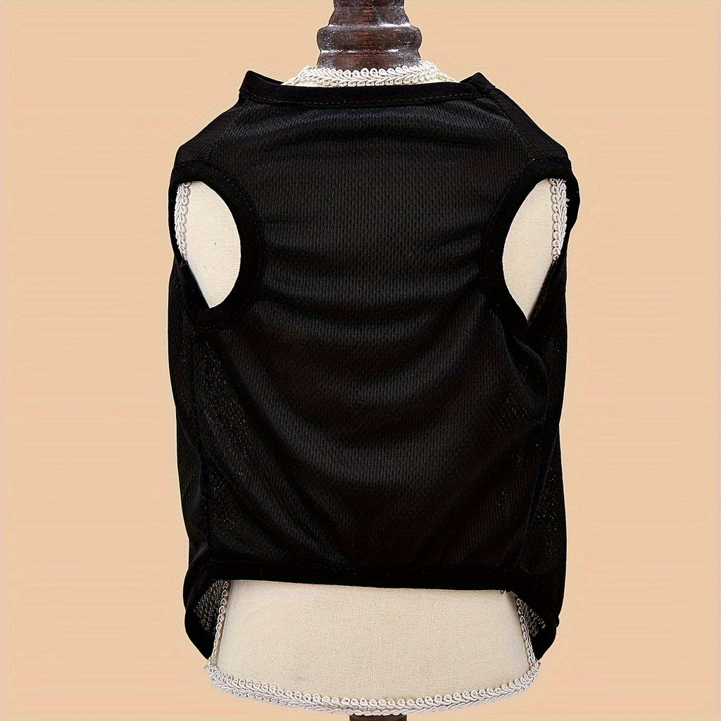 Pet Summer Vest Shirt for Small, Medium Dogs and Cats - Breathable Knitted Polyester Tee for Spring, Autumn - Hand Wash Only Pullover Top for Puppies, Kittens - Black 'Mom's Baby' Dog T-Shirt