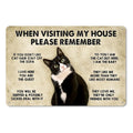 1pc, Cat - House Rules Funny Metal Tin Sign (11.81"x7.87"/30x20cm), Novelty Home Decor Halloween Christmas Gift