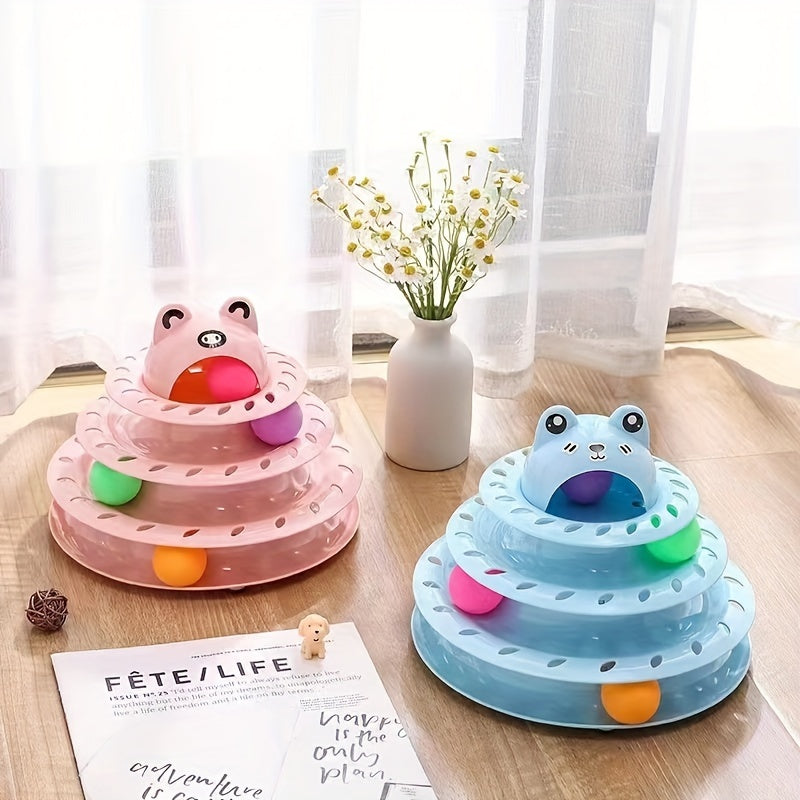 Three-Layer Interactive Cat Tower - Multi-Track Play & IQ Enhancing Teaser Toy for Indoor Fun and Exercise