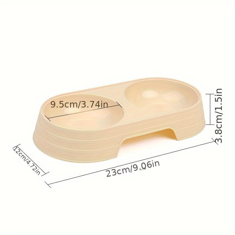Macaron-Inspired Dual Pet Bowls for Cats & Dogs - Non-Slip, Easy Clean Plastic Feeding and Watering Station