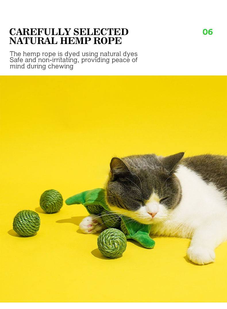 ZEZE Cat Hide-and-seek Toy Kitten Teasing Cat Stick Self Enjoyable Relieve Boredom Sisal Ball Cat Teeth Grinding Pea Toy Ball Supplies