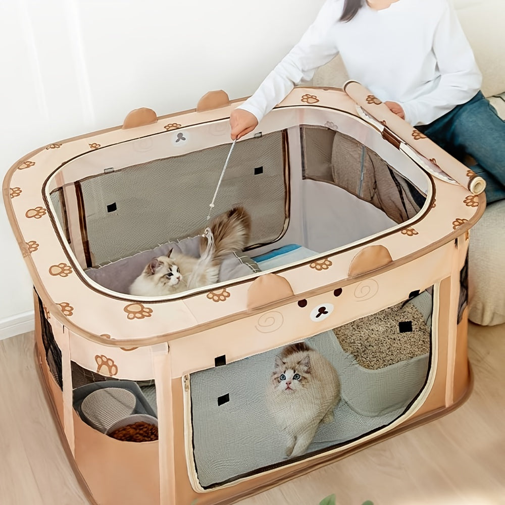 1pc Modern Polyester Portable Pet Tent - Foldable Cat Bed with Removable Zipper Top, Indoor & Outdoor Playpen for Dogs & Cats, Easy Assembly - For Cat & Dog Owners - Suitable for Indoor & Outdoor Play - Perfect Gift for Pet L