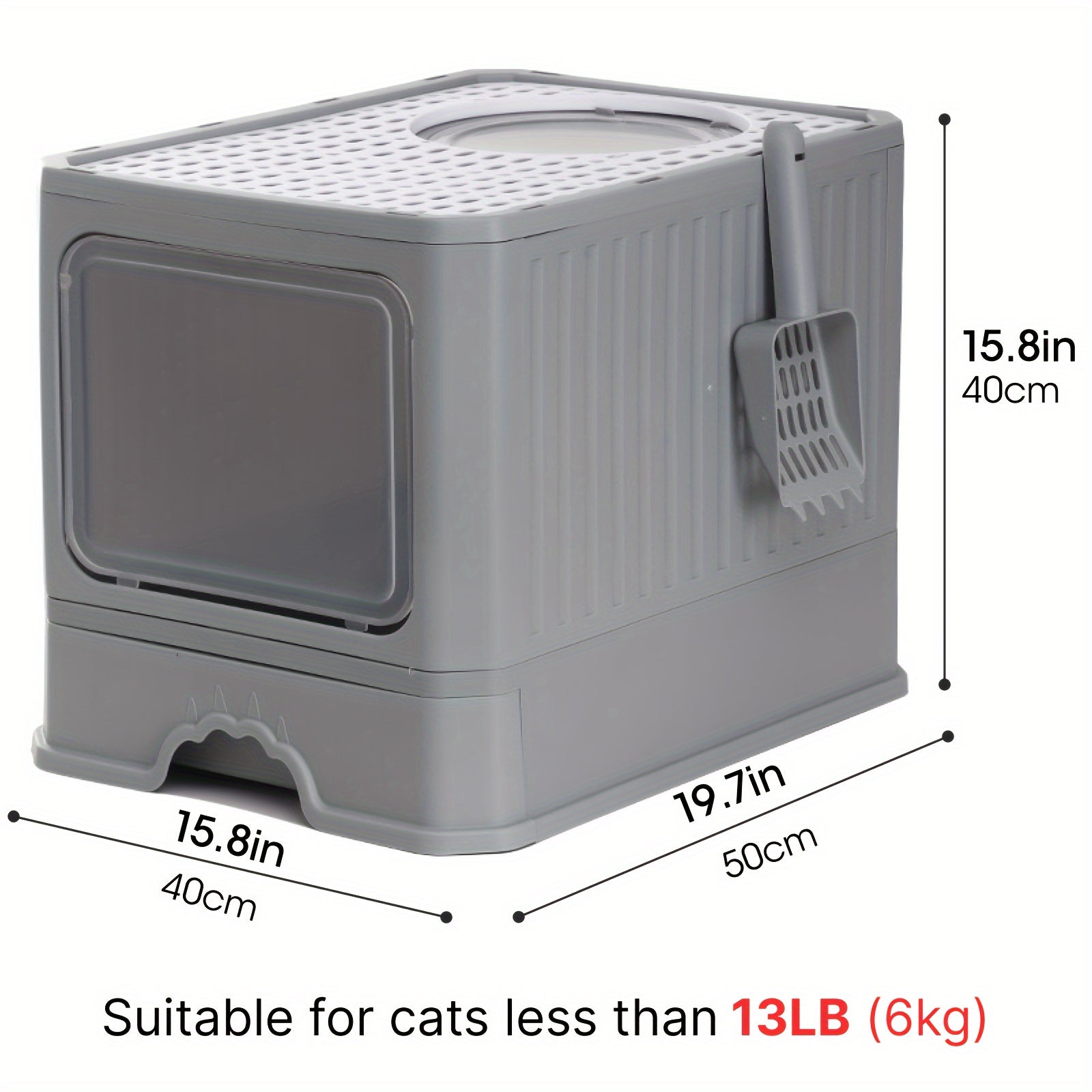 Fully Enclosed Cat Litter Box With Lid, Foldable Anti-Splashing Cat Litter Drawer With Front Flap Door And Toy Entry, Cat Toilet For Indoor Cats