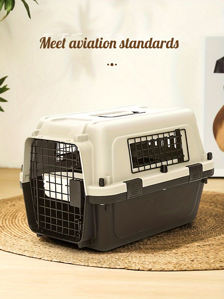 1pc Premium Pet Airline Crate with Full Iron Mesh - Durable, Portable, and Comfortable for International Travel, Includes Separate Cages for Cats & Dogs, Ideal for Professional Pet Transportation
