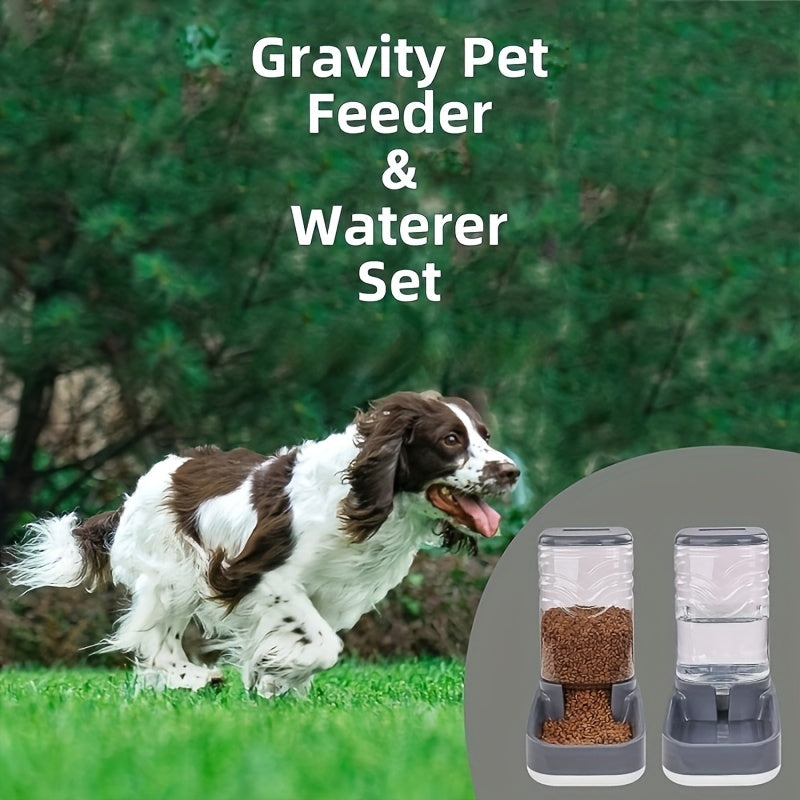 Pet Automatic Feeder Pet Water Dispenser Set, 3.8L Gravity Dog Feeder And Waterer Set, Self Feeding Station For Cats And Dogs Pet Supplies