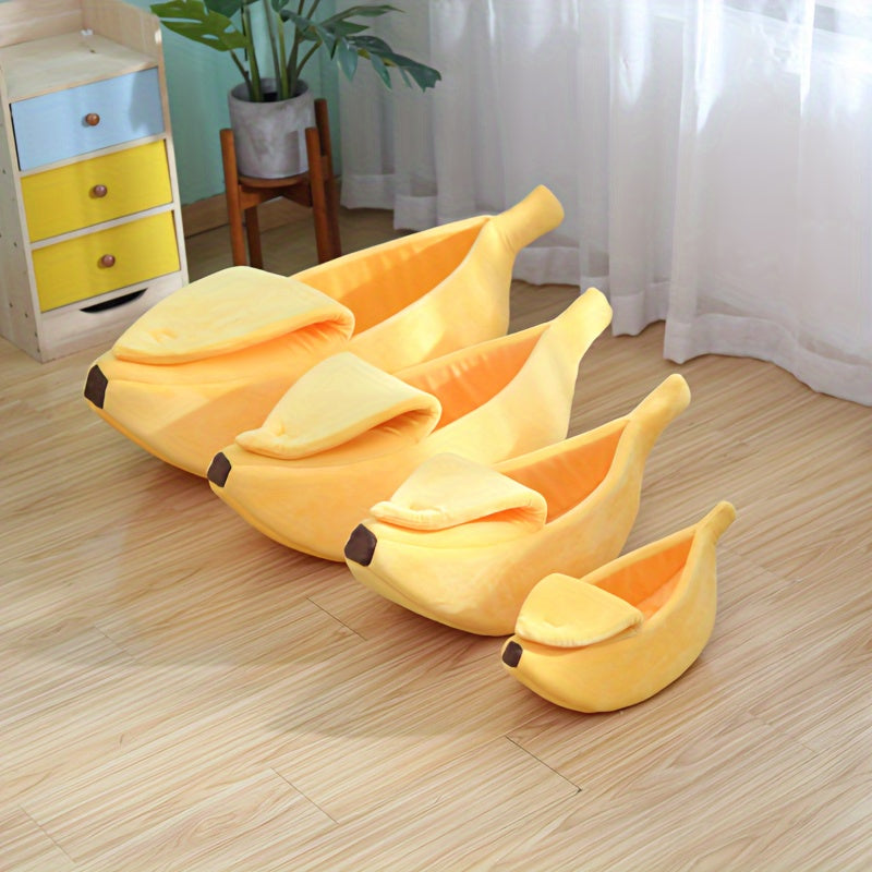 Cozy Banana Cat Bed: A Snuggly Cave For Your Furry Friend!