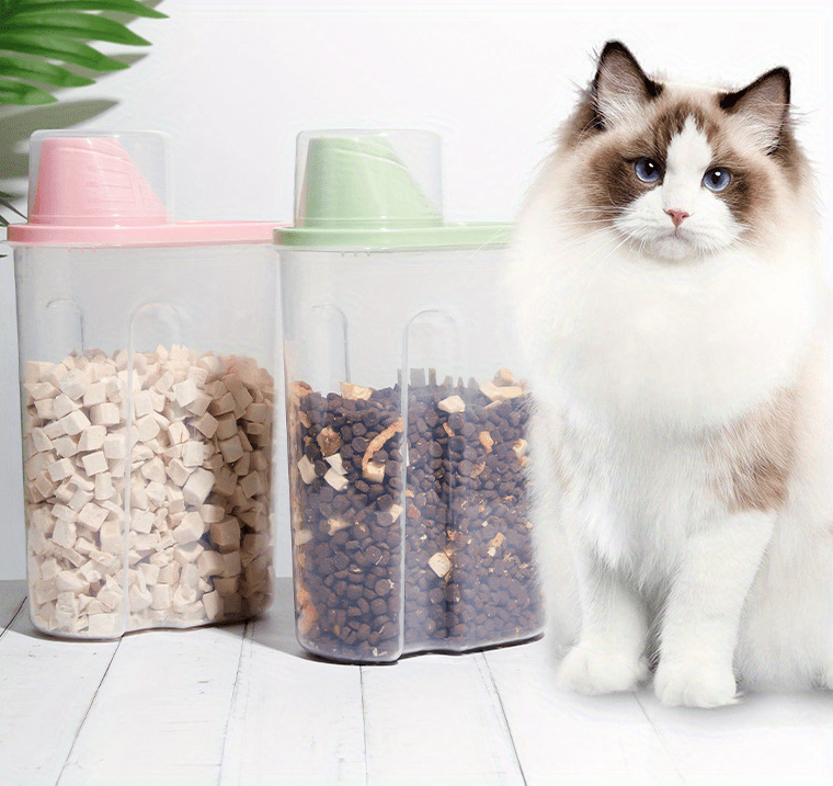 Airtight Pet Food Storage Containers With Lids - 2.5L Plastic Containers For Moisture-Proof Storage Of Dry Food And Snacks For Dogs And Cats