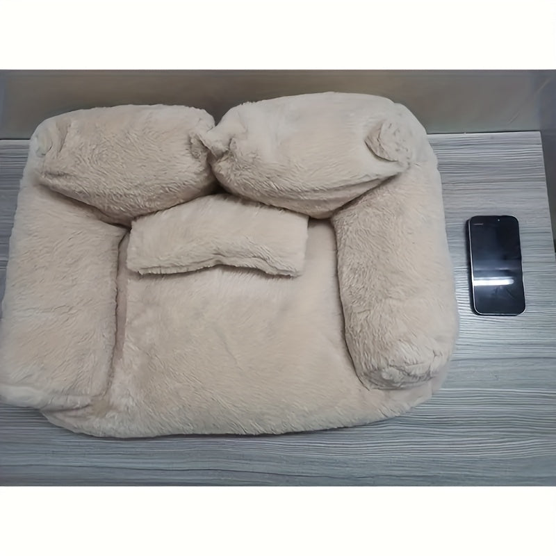Cozy Pet Couch Bed - Machine Washable, Non-Slip, Ultra-Soft and Fluffy - Suitable for Medium and Small-Sized Dogs and Cats