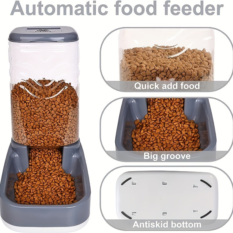 Pet Automatic Feeder Pet Water Dispenser Set, 3.8L Gravity Dog Feeder And Waterer Set, Self Feeding Station For Cats And Dogs Pet Supplies