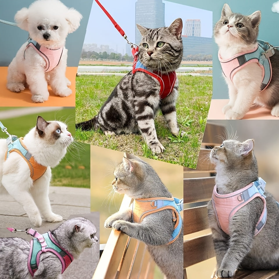 Ultimate Escape-Proof Cat Walking Harness Vest - Adjustable, Anti-Leak, Breathable, Reflective, Comfortable Design - Perfect for Outdoor Adventures with Your Furry Friend!